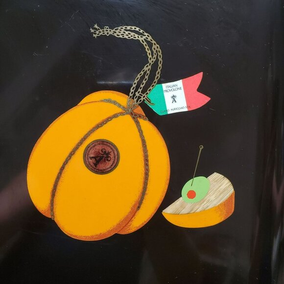 Vintage Mid-Century Couroc Cheese Board / Tray, Black & Wood, Italian Provolone - Picture 3 of 10